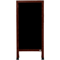 Aarco MA-311SB 42" x 18" Cherry Stained Solid Oak Wood Narrow A-Frame Sidewalk Board with Black Porcelain Marker Board