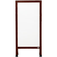 Aarco MA-311SW 42" x 18" Cherry Stained Solid Oak Wood Narrow A-Frame Sidewalk Board with White Porcelain Marker Board