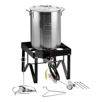Backyard Pro BP16-SSKIT 30 Qt. Turkey Fryer Kit with Stainless Steel Stock Pot and Accessories - 55,000 BTU