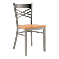 Lancaster Table & Seating Clear Coat Finish Cross Back Chair with Cherry Wood Seat - Assembled