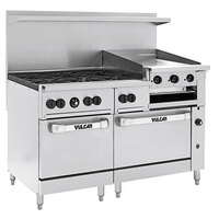 Vulcan 60SS-6B24GBP Endurance 6 Burner 60" Liquid Propane Range with Griddle/Broiler and Standard Oven Base - 268,000 BTU