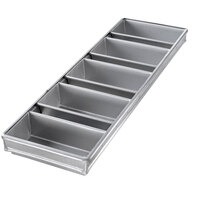 Chicago Metallic 44575 1/2 lb. 5-Strap Glazed Aluminized Steel Bread Loaf Pan - 7 1/4" x 3 1/2" x 2 1/4"