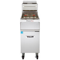 Vulcan 1VK65A-1 PowerFry5 65-70 lb. Natural Gas Floor Fryer with Solid State Analog Controls - 80,000 BTU