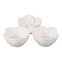 10 Strawberry Street A4992 Whittier 8 oz. White Porcelain 3 Bowl Caddy - 12/Case