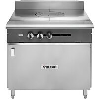 Vulcan V1FT36B-LP V Series Liquid Propane Heavy-Duty Range with 36" French Top and Cabinet Base - 45,000 BTU