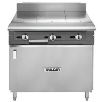 Vulcan V336HB-NAT V Series Natural Gas 3 Burner Heavy-Duty Range with 36" Hot Top and Cabinet Base - 90,000 BTU