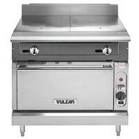 Vulcan V236HC-LP V Series Liquid Propane 2 Burner Heavy-Duty Range with 36" Hot Top and Convection Oven - 92,000 BTU