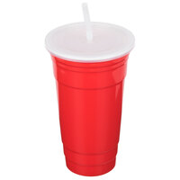 GET To-Go 32 oz. Red Customizable Plastic Reusable Tumbler, Lid, and Straw Set - 24/Case