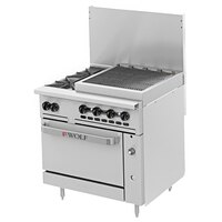 Wolf C36S-2B24CBN Challenger XL Series Natural Gas 36" Range with 2 Burners, 24" Charbroiler, and Standard Oven - 159,000 BTU