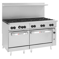 Wolf C60SC-10BN Challenger XL Series Natural Gas 60" Range with 10 Burners, 1 Standard, and 1 Convection Oven - 358,000 BTU