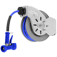 T&S B-7143-04 Stainless Steel Open Hose Reel with 1/2" x 50' Hose and Rear Trigger Water Gun - 9/16" Flow Orifice
