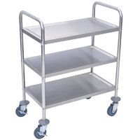 Luxor L100S3 Stainless Steel 3 Shelf Utility Cart - 16" x 26" x 35"