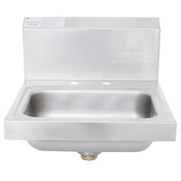 Advance Tabco 7-PS-20-NF Stainless Steel Hand Sink with Backsplash - 17" x 17"