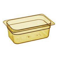 Cambro 44HP150 H-Pan™ 1/4 Size Amber High Heat Plastic Food Pan - 4" Deep