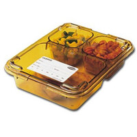 Cambro 853FHC150 Ambidextrous Heavy-Duty Polycarbonate NSF Amber Heat Resistant Tray on Tray Insert Tray Lid 8 11/16" x 6 5/16" - 24/Case