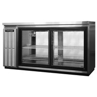 Continental Refrigerator BB69NSSGDPT 69" Black Pass-Through Glass Door Back Bar Refrigerator