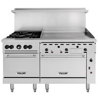 Vulcan 60SS-4B36GTP Endurance Liquid Propane 4 Burner 60" Range with 36" Thermostatic Griddle and 2 Standard Ovens - 238,000 BTU