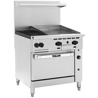 Vulcan 36S-2B24GTN Endurance Natural Gas 2 Burner 36" Range with 24" Thermostatic Griddle and Standard Oven Base - 135,000 BTU