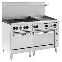 Vulcan 60SC-6B24GN Endurance Natural Gas 6 Burner 60" Range with 24" Manual Griddle, 1 Standard, and 1 Convection Oven - 278,000 BTU