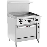 Vulcan 36S-36GN Endurance Natural Gas 36" Range with Manual Griddle and Standard Oven Base - 95,000 BTU