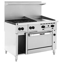 Vulcan 48C-4B24GP Endurance Liquid Propane 4 Burner 48" Range with 24" Manual Griddle, Convection Oven, and 12" Cabinet Base - 195,000 BTU