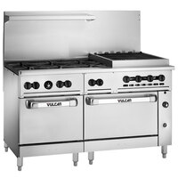 Vulcan 60SS-6B24CBP Endurance Liquid Propane 6 Burner 60" Range with 24" Charbroiler and 2 Standard Ovens - 302,000 BTU