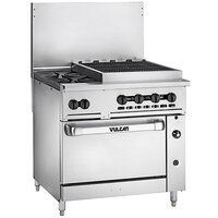 Vulcan 36S-2B24CBP Endurance Liquid Propane 2 Burner 36" Range with 24" Charbroiler and Standard Oven Base - 159,000 BTU