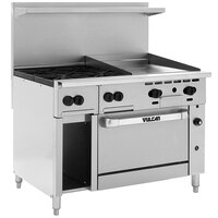 Vulcan 48S-4B24GTN Endurance Natural Gas 4 Burner 48" Range with 24" Thermostatic Griddle, Standard Oven, and 12" Cabinet Base - 195,000 BTU