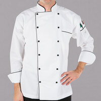 Mercer Culinary Renaissance® Unisex Lightweight White Executive Chef Jacket with Full Black Piping M62090WB - 4X