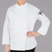 Mercer Culinary Renaissance® Women's Lightweight White Executive Customizable Chef Jacket M62040WH - XXS