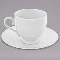 10 Strawberry Street RW0010 Royal White 8 oz. White Round Porcelain Sophia Cup with Saucer - 24/Case