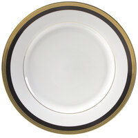 10 Strawberry Street SAH-1BK Sahara 10 3/4" Black and Gold Porcelain Dinner Plate - 24/Case