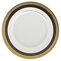 10 Strawberry Street SAH-5BK Sahara 7" Black and Gold Porcelain Bread and Butter Plate - 24/Case