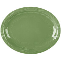 Libbey 903035615 Cantina 9 5/8" x 7 5/8" Sage Carved Oval Porcelain Platter - 12/Case