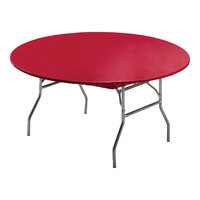 Creative Converting 37227 Stay Put Real Red 60" Round Plastic Tablecloth with Elastic - 12/Case