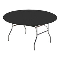 Creative Converting 703000 Stay Put Black 60" Round Plastic Tablecloth with Elastic - 12/Case