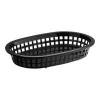 Tablecraft 1073BK 9 1/4" x 6" x 1 1/2" A La Carte Black Plastic Oval Fast Food Basket   - 12/Case