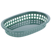 Tablecraft 1073FG 9 1/4" x 6" x 1 1/2" A La Carte Forest Green Plastic Oval Fast Food Basket - 12/Case