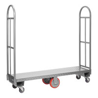 Winholt 300-48D / PU U-Boat 16" x 51" Heavy Duty Utility Cart with Diamond Steel Deck - 2000 lb. Capacity