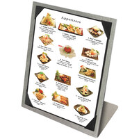 Menu Solutions MTPIX-811 Alumitique Aluminum Menu Tent with Picture Corners - Brushed Finish - 8 1/2" x 11"