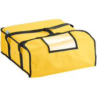 Choice Insulated Pizza Delivery Bag Yellow Nylon 18" x 18" x 5 1/2" - Holds Up To (2) 16" Pizza Boxes or (1) 18" Pizza Box