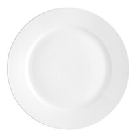 Acopa 12" Bright White Wide Rim Rolled Edge Stoneware Plate - 12/Case