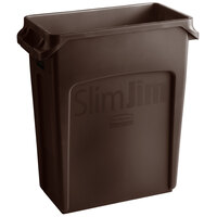 Rubbermaid 1956181 Slim Jim 64 Qt. / 16 Gallon Brown Rectangular Trash Can