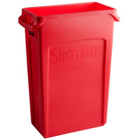 Rubbermaid 1956189 Slim Jim 92 Qt. / 23 Gallon Red Rectangular Trash Can