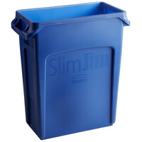 Rubbermaid 1971257 Slim Jim 64 Qt. / 16 Gallon Blue Rectangular Trash Can