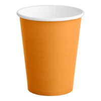 Creative Converting 323394 9 oz. Pumpkin Spice Orange Poly Paper Hot / Cold Cup - 240/Case