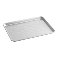 Choice Half Size 19 Gauge 13" x 18" Wire in Rim Aluminum Perforated Bun / Sheet Pan