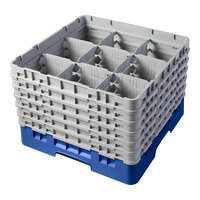 Cambro 9S1114168 Blue Camrack Customizable 9 Compartment 11 3/4" Glass Rack with 6 Extenders
