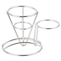 Clipper Mill by GET 4-880164 3 3/4" x 5" Round Stainless Steel Wire Cone Basket with Ramekin Holder