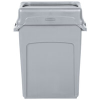 Rubbermaid Slim Jim 64 Qt. / 16 Gallon Gray Rectangular Trash Can with Gray Drop Shot Lid